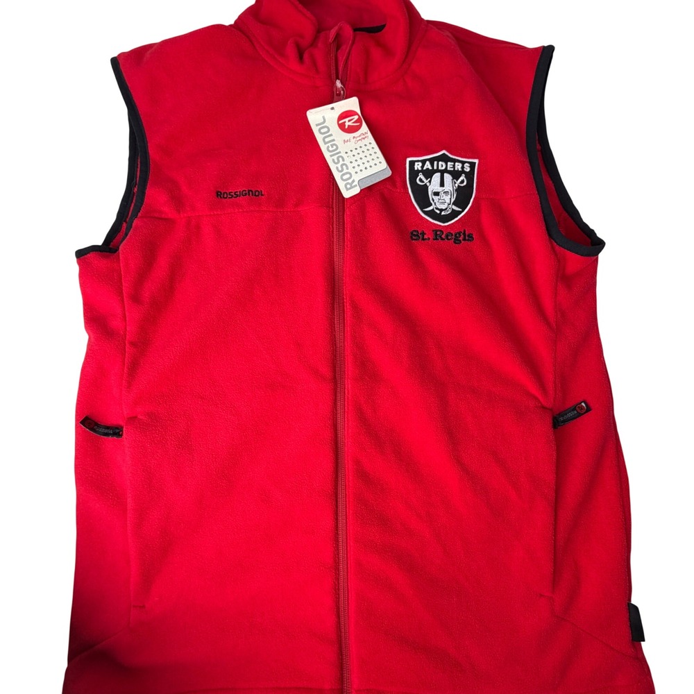 Rossignol Raiders Fleece Vest Mens Medium Red Zip Up Embroidered NFL